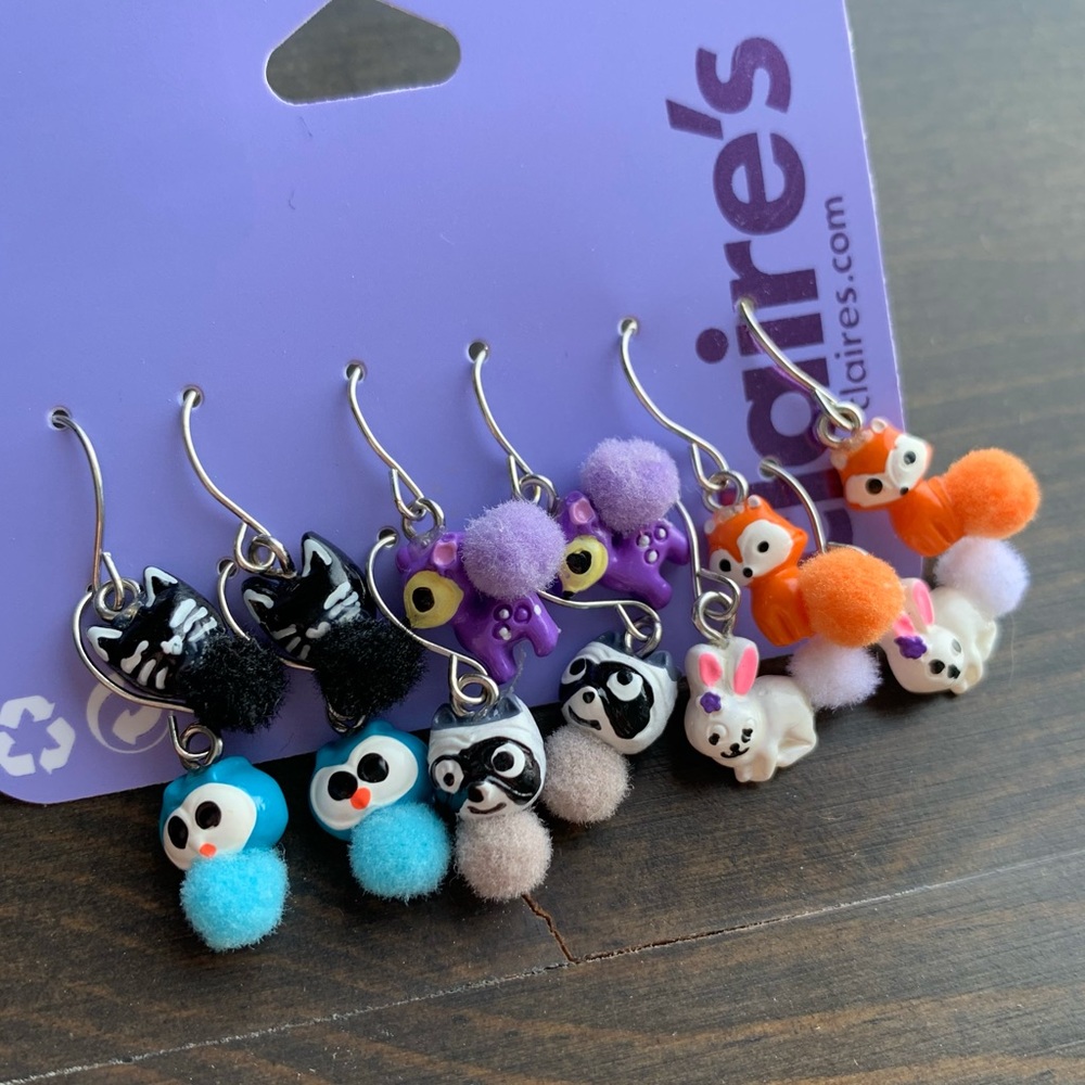 Claire’s | Animal Pom Pom Drop Earrings